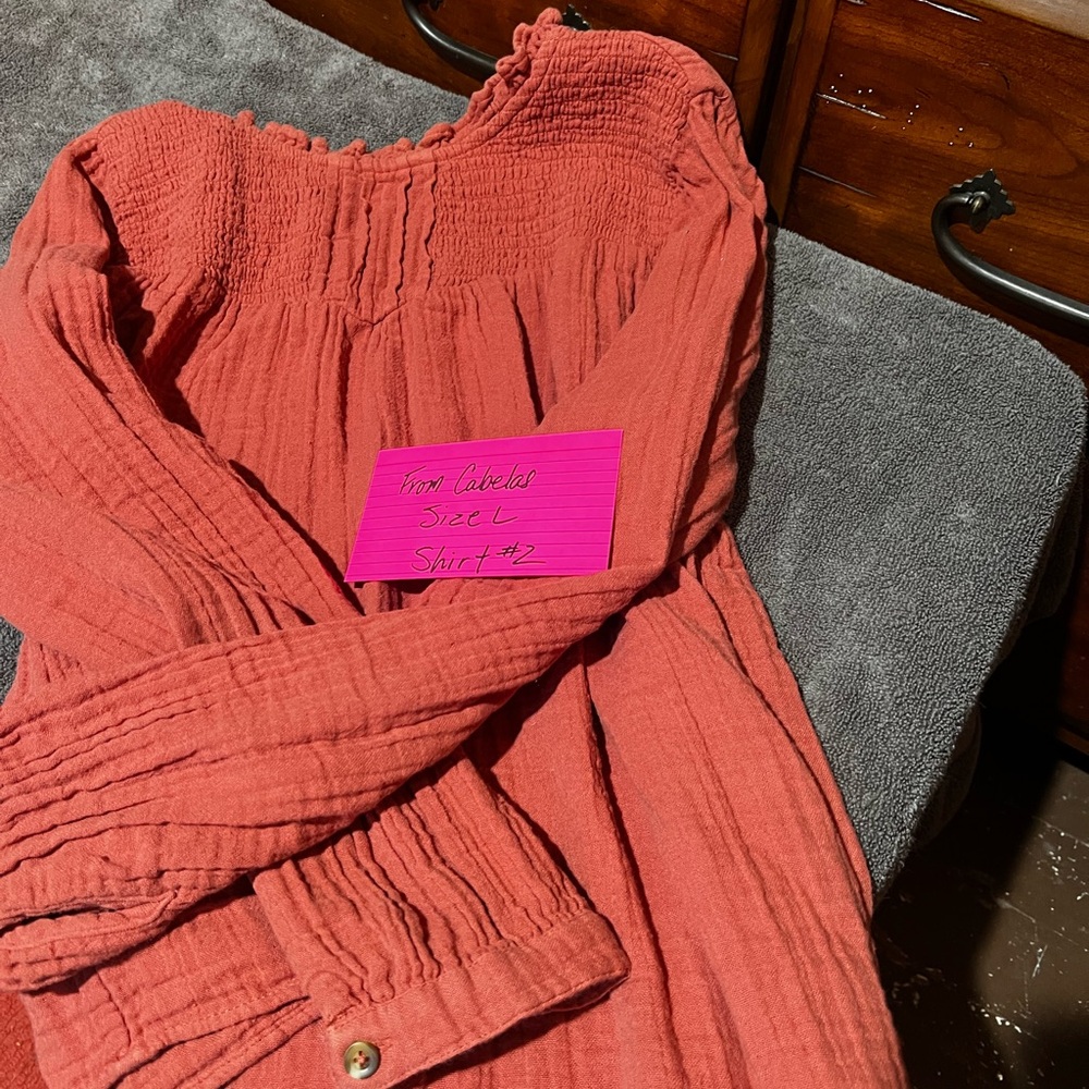 Cabela's Terracotta Smocked Blouse